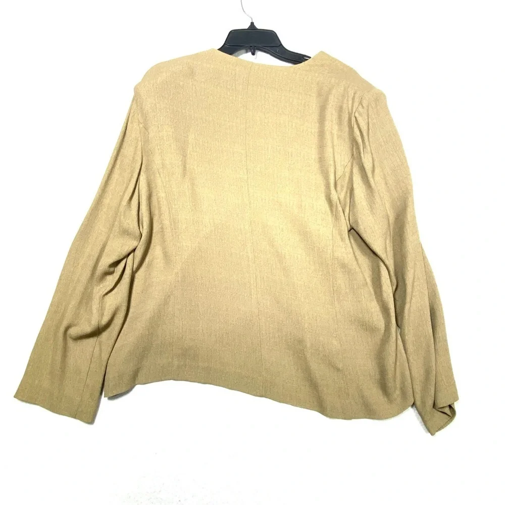 VINTAGE Studio I Single Button Blazer Women's 20W Tan Collarless Business USA